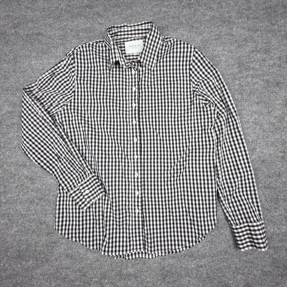 The Shirt Rochelle Behrens Women's XL Black White Check Gingham Long Sleeve